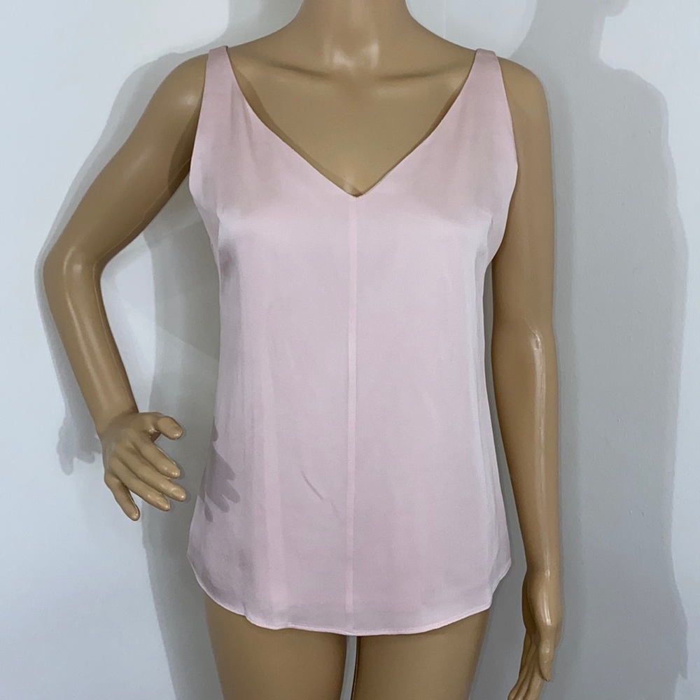 Milly Pink Silk V-Neck Blouse